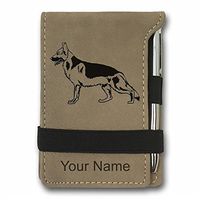 Mini Notepad, German Shepherd Dog, Personalized Engraving Included (Light Brown)