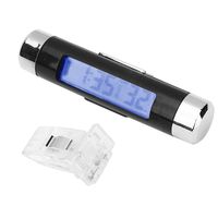 LCD Blue Backlight Clip-on Digital Clock Calendar Car Auto Bicycle Thermometer