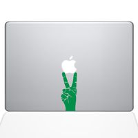 The Decal Guru Peace Sign Hand MacBook Decal Vinyl Sticker - 11" MacBook Air - Green (1147-MAC-11A-LG)