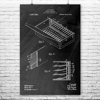 Patent Earth Cigar Box Humidor Poster Print, Aficionado, Smoker Gifts, Tobacco Accessories, Smoke Shop, Smoking Room, Cubans Cigars Chalkboard (Black) (8" x 10")
