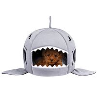 Washable Shark Pet House Cave Bed for Small Medium Dog Cat with Removable Cushion and Waterproof Bottom