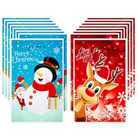 100 Pieces Christmas Bags Plastic Christmas Gift Bags Christmas Candy Treat Wrapping Bags for Christmas Party Supplies (Color Set 3)