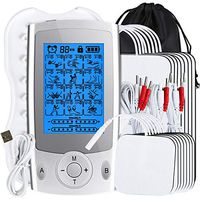 Dual Channel EMS TENS Unit 24 Modes with 16 Pads Rechargeable Muscle Stimulator Machine, SPACEREST Electronic Pulse Massager Machine for Pain Relief Therapy [New Model]