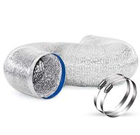 Y YOOMALL 6 Inch 8 Feet Non-Insulated Flex Air Aluminum Ducting Sturdy Dryer Vent Hose for HVAC Ventilation, with 2 6" Stainless Steel Clamps