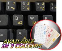 CZECH KEYBOARD STICKERS WITH YELLOW LETTERING TRANSPARENT BACKGROUND