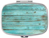 Wood Plank Background Custom Silver Stylish, Slim Design Pill Box Holder，Rectangle Medicine Vitamin Organizer Pill case