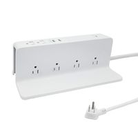 Uninex PS111 Flat Angle Plug Power Station with Cable Organizer, 2 USB Charging Ports, Top and Side Access 6 Outlets, Floor & Desktop, Surge Protector, Sliding Safety Covers, UL Listed, White, 4-Foot