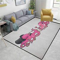 Octopus Humorous Area Rug Kitchen, Cartoon Art Illustration of Octopuses in Fun Retro Costumes at Party Vintage Style, Durable Carpet Area rug - Living Dinning Room Bedroom Rugs and Carpets(3'x 5')