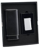 Visol "Naturale" and Brushed "Zidane" Cigar Case and Lighter Gift Set