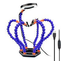HEEGNPD Third Hand Soldering PCB Holder Tool Six Arms Helping Hands Craft Repair Helping Post Welding USB LED Magnifier,Blue