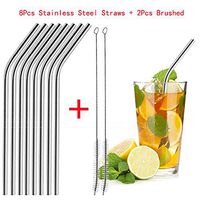 🌹Jonerytime🌹8 Long Stainless Steel Drinking Straws Fits 20 Oz & 30 Oz Cups Free Cleaning Brushed Included