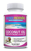 Bondi Morning Organic Coconut Oil Softgels 1000mg - 100% Extra Virgin Supplement, Healthy & Non-GMO Formula, Aids Natural Weight Loss, Hair Growth, Boosts Energy Levels, Rich MCT's Source - 60 Pills