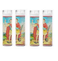 Saint Expedite San Expedito Set of 2 or 4 Candles Set de 2 o 4 Veladoras Prayer in English and Spanish Oracion en Ingles y Espanol (4)