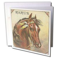3dRose Beautiful Vintage Horse Label - Greeting Cards, 6 x 6 inches, set of 12 (gc_11901_2)