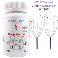 Scalp Massager & Handheld Head Scratcher with Organic Hemp Oil Capsules for Hair, Skin, Nails, for Hair Growth, Scalp Stimulation for Relaxation & Stress Relief, Skin & Nail Resiliency, 3 Pack