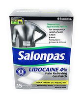 Salonpas Lidocaine 4% Pain Relieving Maximum Strength Gel-Patch, 1 Pack, 15 Count