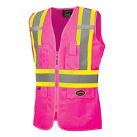 Pioneer Safety Vest for Women - Hi Vis Reflective Neon - Fitted Mesh, Zipper, 9 Pockets - Traffic, Security, Volunteer Work - Pink, Orange, Yellow/Green