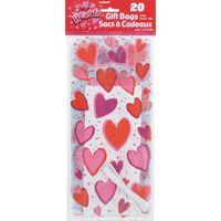 Valentine's Day Hearts Cellophane Bags, 20ct