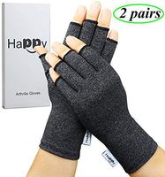 2 Pairs Arthritis Gloves, Compression Gloves for Rheumatoid & Osteoarthritis,Joint Pain Relief, Carpal Tunnel Wrist Support,Computer Typing,Fingerless Gloves for Women (Black, Large)