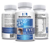 Braxton Labs Eye Health 500mg+ 60 Capsules Proprietary Blend Includes, Lutein,N-Acetyl,c ysteine,Bilberry Extract,Alpha Lipoic Acid,Eyebright,Zeaxanthin,Quercetin,Rutin,L-Taurine,Grape Seed Extract,+