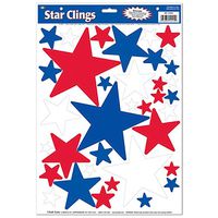 Club Pack of 432 Patriotic Red, White and Blue Star Window Cling Decorations 17"