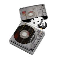 Old School Cassette Tape - Windproof Flip-Top Refillable Silver Lighter with tin Gift Box
