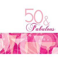 Creative Converting 16 Count 3 Ply 50th Fabulous Birthday Lunch Napkins, Pink