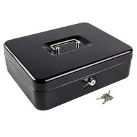 Kyodoled Metal Cash Box with Money Tray and Lock,Money Box with Cash Tray,Cash Drawer,11.81"x 9.45"x 3.54" Black X Large