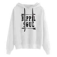 Leewos Women Casual Solid Letter Print Hoodie Long Sleeve Hooded Pullover Sweatshirt(White,S)