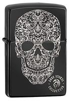 Zippo Anne Stokes Laser Fancy Fill Skull Design Pocket Lighter, Anne Stokes High Polish Black Fancy Skull, Model:49143