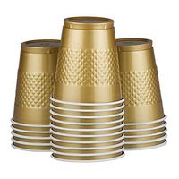 JAM PAPER Plastic Party Cups - 12 oz - Gold - 20 Glasses/Pack