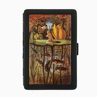Perfection In Style Black Color Metal Cigarette Case Vintage Fairy Tale Design 001