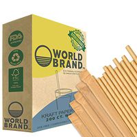 World Brand 200 Ct Kraft Wrapped Paper Straws - Eco-Friendly Party Supplies - Biodegradable Drinking Straws - Plastic & Dye Free - Perfect for Juices, Shakes, Smoothies, Ice Coffee & More