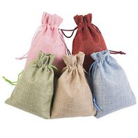 TEXPLUS Pack of 20 Assorted Color Christmas Party Favor Gift Bags with Drawstring (Solid Color Burlap Bags, 4"Wx5.5"L)