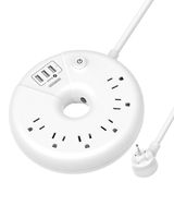 Power Strip with USB, NTONPOWER Power Strip Flat Plug, 6 Outlets 3 USB Desktop Charging Station, 15A Circuit Breaker, 6ft Heavy-Duty Power Cord Wall Mount for TV Nightstand Home Dorm Room, White