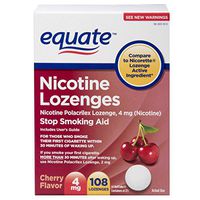 Equate - Nicotine Lozenge 4 mg, Stop Smoking Aid, Cherry Flavor, Lozenges, 108-Count