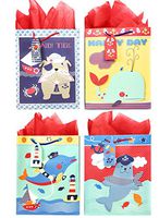 Nautical Gift Bags + Tissue Paper (4 Large Bags + Tissue Paper, Sailor Theme)