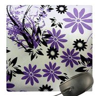 3dRose LLC 8 x 8 x 0.25 Inches Mouse Pad, Purple/Black/White Floral (mp_33318_1)