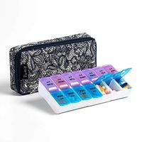 Pill Organizer Pill case Pill Box,7 Days Round Vitamin Organizer Box (Blue Floral)