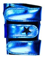 Metallic Power Up Gymnastics Wrist Supports - Shimmer Leather, Blue Metal, M