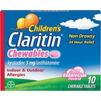 Claritin Children's Chewable Tablets, Bubble Gum, 10 Count