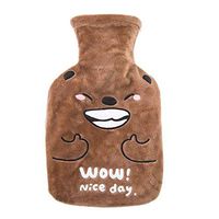 IMSHI Classic Rubber Hot Water Bottle with Soft Fleece Cover - Combination Hot Water Bottle for Tension Relief and Stomach Pain Relief - Deluxe Bed Warmer