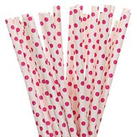 Biodegradable Paper Straws Dark Pink Small Polka Dot (50)