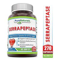 Pure Naturals Serrapeptase 40, 000 Units Capsules (Non-GMO)-*Supports Cardiovascular Health* Maintains Healthy Sinus & Airway Function* Promotes Healthy Immune Responce* (270 Count)