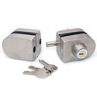 NUZAMAS Glass Door Lock, Security Lock, 304 Stainless Steel Glass Door Lock with 2 Keys, Drill Free, Suitable 8-12mm Glass Home Hotel Bathroom Showcase, Glass Cabinet Door