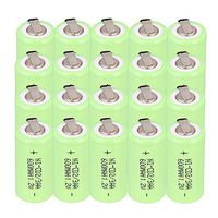 WINDMAX Green 20PCS 1.2V 2/3AA 600Mah Ni-CD Rechargable Batteries