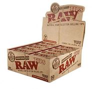 25 Packs x RAW Rolling Paper Filter Perforated Hemp Natural Wide Tips