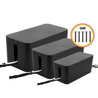 Cable Management Boxes Organizer,Large Storage Holder for Desk, TV, Computer, USB Hub, System to Cover and Hide & Power Strips & Cords [Set of Three] (Black)