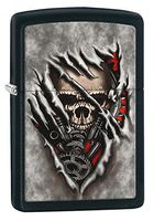 Zippo Skull Gears Pocket Lighter, Black Matte