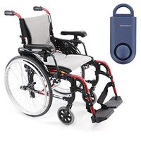 Karman S-Ergo 305 Ultra Lightweight Ergonomic Wheelchair | Adjustable Seat Height | Seat Size 18" X 17" | Frame Color Rose Red & Free 130 dB Matte Blue Personal Safety Alarm/Siren!
